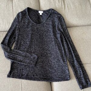 J. Crew Dark Gray Heathered Long Sleeve Top, size M